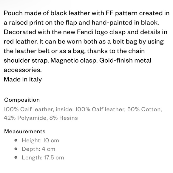 BRAND NEW!! Fendi Leather Belt Bag/Shoulder Bag with Chain - Picture 7 of 7